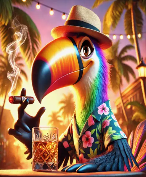 Prescott parrot at the cigar lounge